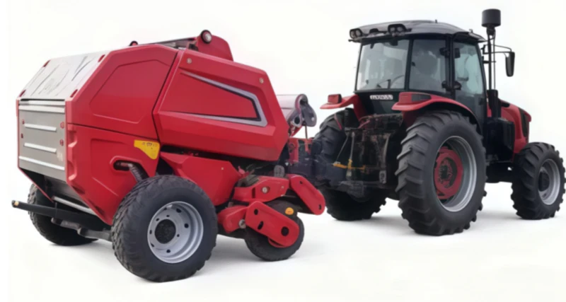 Tractor-mounted Portable round hay baler
