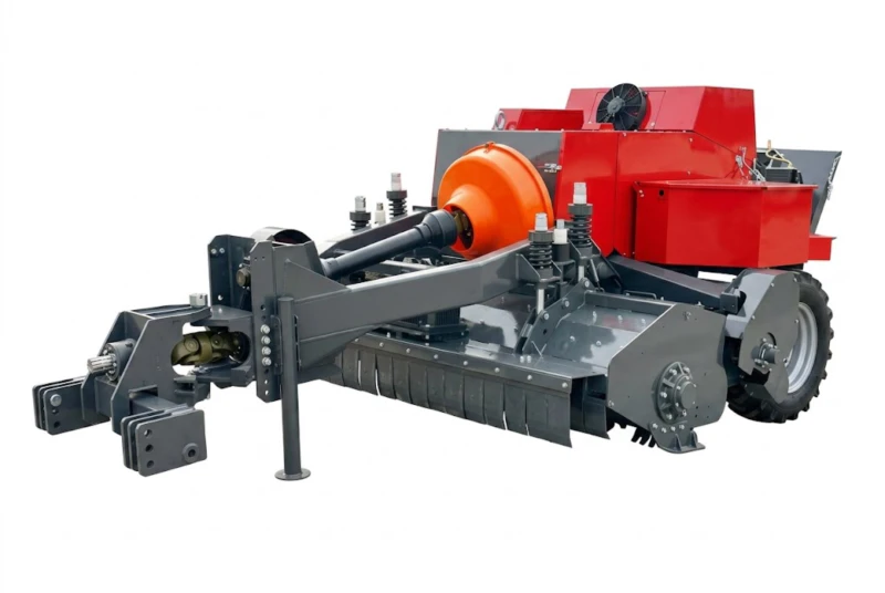 EP-9YF-2200S Square Bundle Baler side view — heavy-duty trailed square baler with fork feeding mechanism and D-type automatic knotter